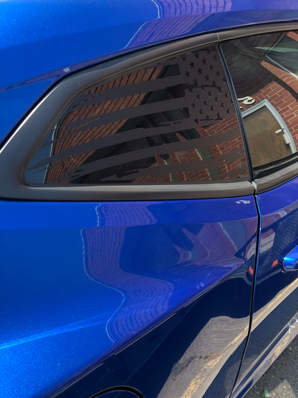 Distressed Quarter Window Flag Decals 2016-18 Chevy Camaro